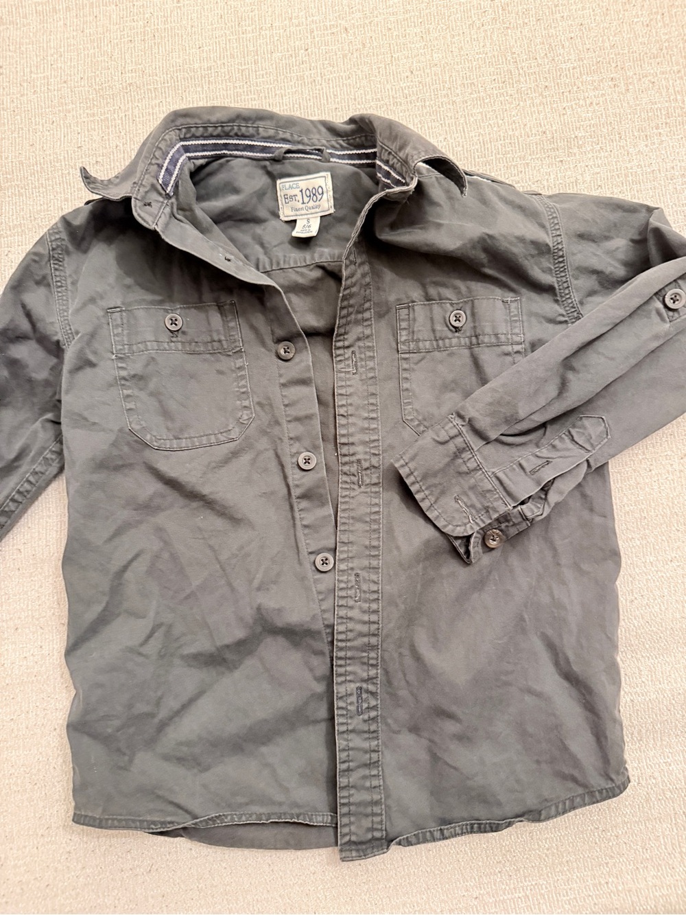 Kids Casual Button-Up Shirt in Olive Green children’s place